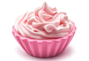 Pink Swirled Frosting Cupcake Bath Bomb on White Background