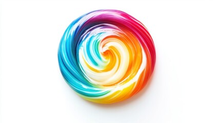 Rainbow Swirl Lollipop on White Background