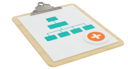 Isolated Clipboard with Organization Chart and Plus Sign for Healthcare