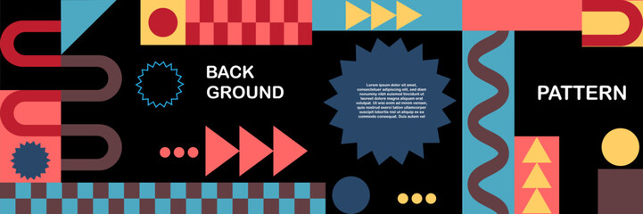 A dynamic vector background with bold geometric shapes and abstract patterns. Minimalist design with a modern and retro aesthetic, ideal for posters, flyers, banners, and festival promotions. eps 10