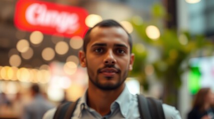 happy young man in the city