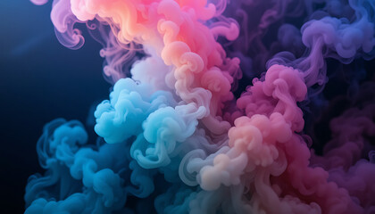 Colorful Wisps of Smoke Swirl Together in an Abstract Display of Blue, Pink, and Purple Hues on a Dark Background