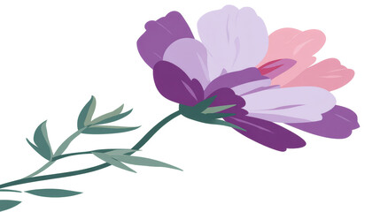 Stunning Minimal Botanical Floral Illustration Featuring a Beautiful Flower with a Stem and Leaves in Soft Earth Tones on a Clean White Background