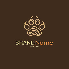 This elegant monoline logo features a stylized tiger paw print, crafted with smooth, flowing lines that convey both strength and sophistication. The clean black strokes form a balanced composition of 