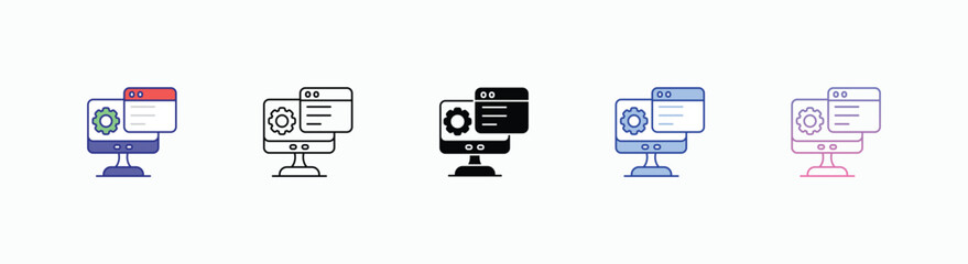 Website Development icons set in different style vector stock 