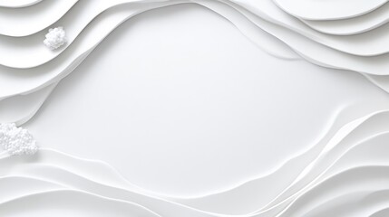 Obraz premium Abstract white textured background with layered curves and subtle 3D elements