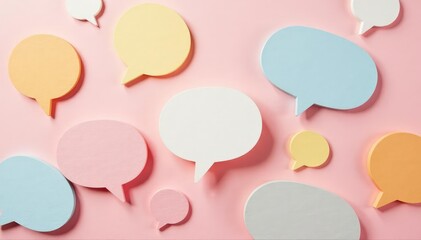 Subtle grey speech bubble pattern on pastel background, serene, pastel