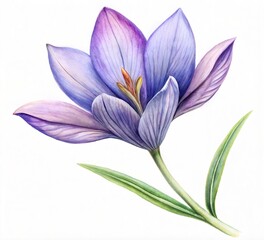 violet lavender flower isolated on white watercolor effect