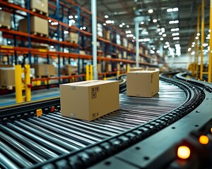Automated conveyor belt system in a modern distribution warehouse.