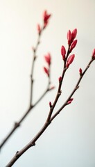 Fototapeta premium Three branches intertwined on white background with a soft focus effect, soft focus, branches