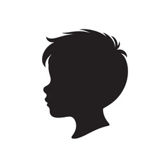 vector silhouette icon of a young boy's side profile