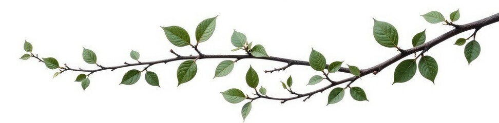 Fototapeta premium Dark branch with intricate details isolated on white background, isolated, foliage, organic