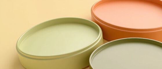 Colorful ceramic bowls in pastel shades on a soft yellow background, perfect for home decor, kitchenware, and contemporary dining style.