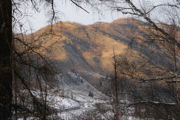 winter in the mountains, nature photography, road in the mountains