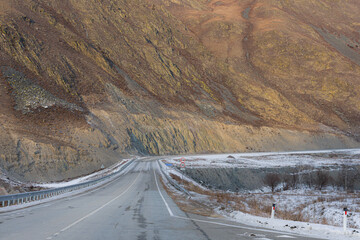 winter in the mountains, nature photography, road in the mountains