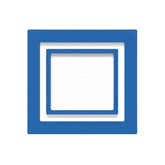 A minimalist blue frame with a white interior, designed for showcasing art or photographs, placed against a solid black background for emphasis , isolated on white or transparent png