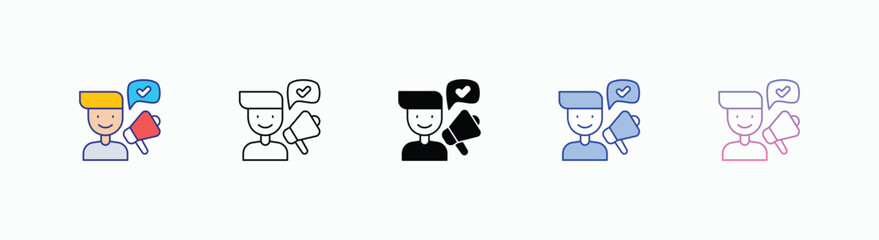 Influencer Marketing icons set in different style vector stock 