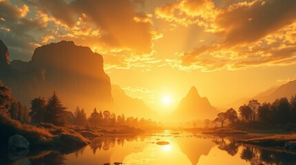 sunset in the mountains