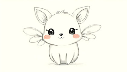 Obraz premium Cute and Adorable Cartoon Creature with Wings and Big Eyes