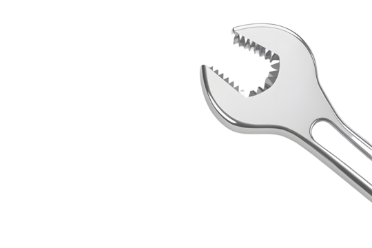 Metal wrench isolated on black