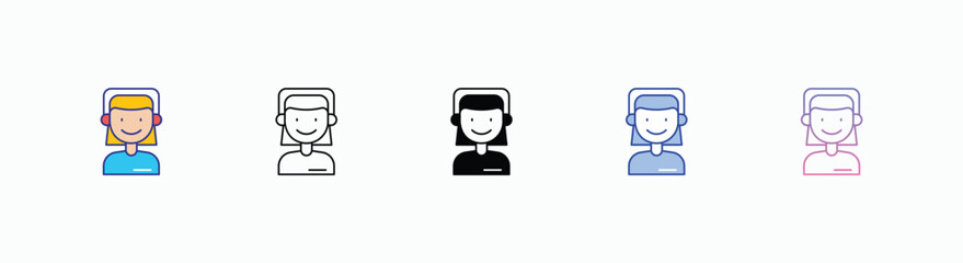 Customer Support icons set in different style vector stock 