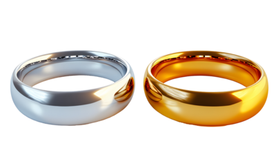 Two wedding rings, silver and gold