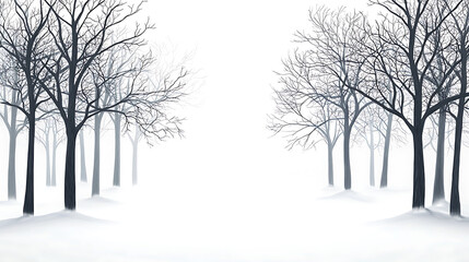 Winter Forest Landscapes with Snow and Bare Trees