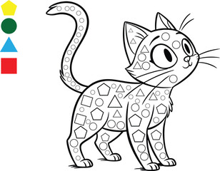 A cute cartoon kitten, a feline friend, joyfully holds a fish in a fun vector illustration