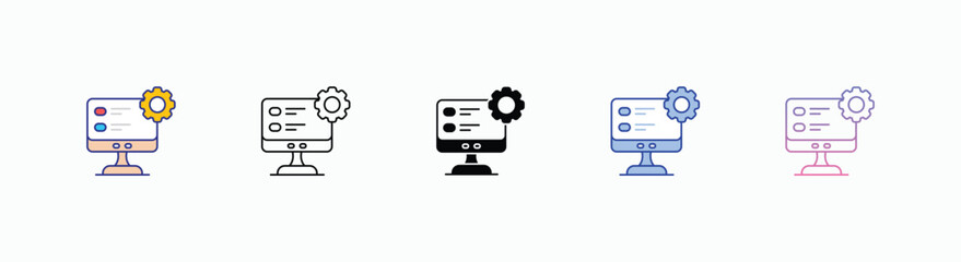 CRM Software icons set in different style vector stock 