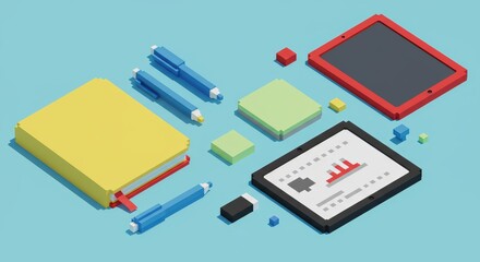 Playful Office Meeting Preparation Prep Flat Lay Retro