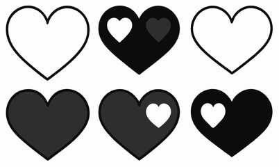 black and white hearts