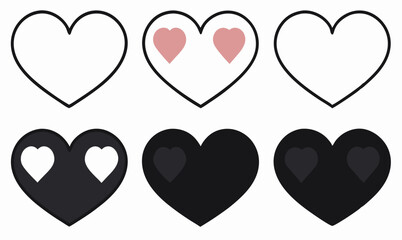 set of black and white hearts