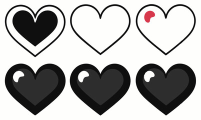 vector illustration of a set of hearts