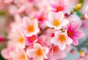 Swirling pastel blossoms, soft focus, abstract floral art, texture, gentle