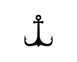 Anchor icon. Nautical anchor symbol for Marine, sailing, ship, boat or sea transportation. Vintage anchor silhouette icon isolated on white background
