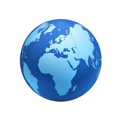 Fototapeta premium A stylized globe representing Earth, showcasing continents in blue and green hues, ideal for educational materials and global awareness campaigns , isolated on white or transparent png