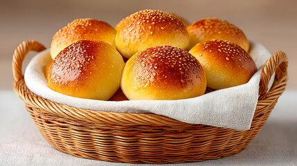 Warm and Inviting Homemade Rolls in a Basket with Soft Texture