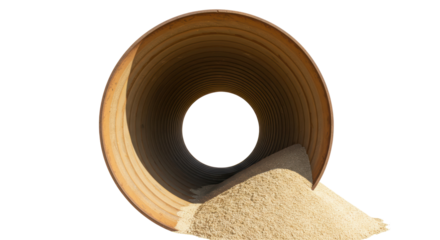 Isolated Large Metal Pipe with Sand