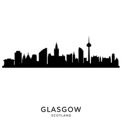 Fototapeta premium Glasgow Scotland Skyline Black Silhouette.