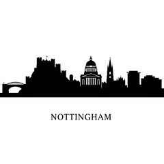 Nottingham Skyline Cityscape Silhouette.