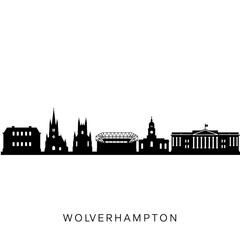 Obraz premium Wolverhampton Skyline Black Silhouette UK.