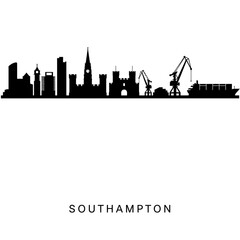 Southampton Silhouette Cityscape Vector.
