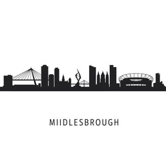 Obraz premium Middlesbrough Skyline Silhouette with UK, and Cityscape.