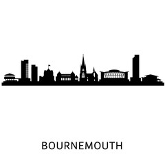 Fototapeta premium Bournemouth Skyline Silhouette with Cityscape, and England.