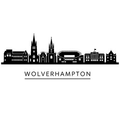 Obraz premium Wolverhampton UK Skyline Silhouette with Cityscape.