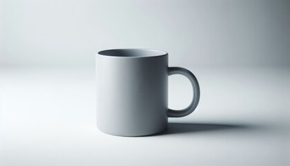 Fototapeta premium Gray Mug Mockup - White Cup for Branding and Logo Placement - Product Design for Identity - White Drink Cup in Studio Environment - Background for Promotional Material - Mock-up for Presentation