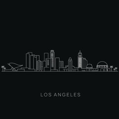 Los Angeles Skyline Minimalist Vector on Black.