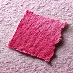 Torn Pink Paper on Textured Background: An Abstract Close-Up of a Delicate, Handmade Paper Fragment on a Rough Surface