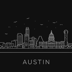 Austin Texas Skyline Silhouette with Cityscape Vector.
