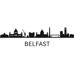 Belfast Skyline City silhouette with black and white.